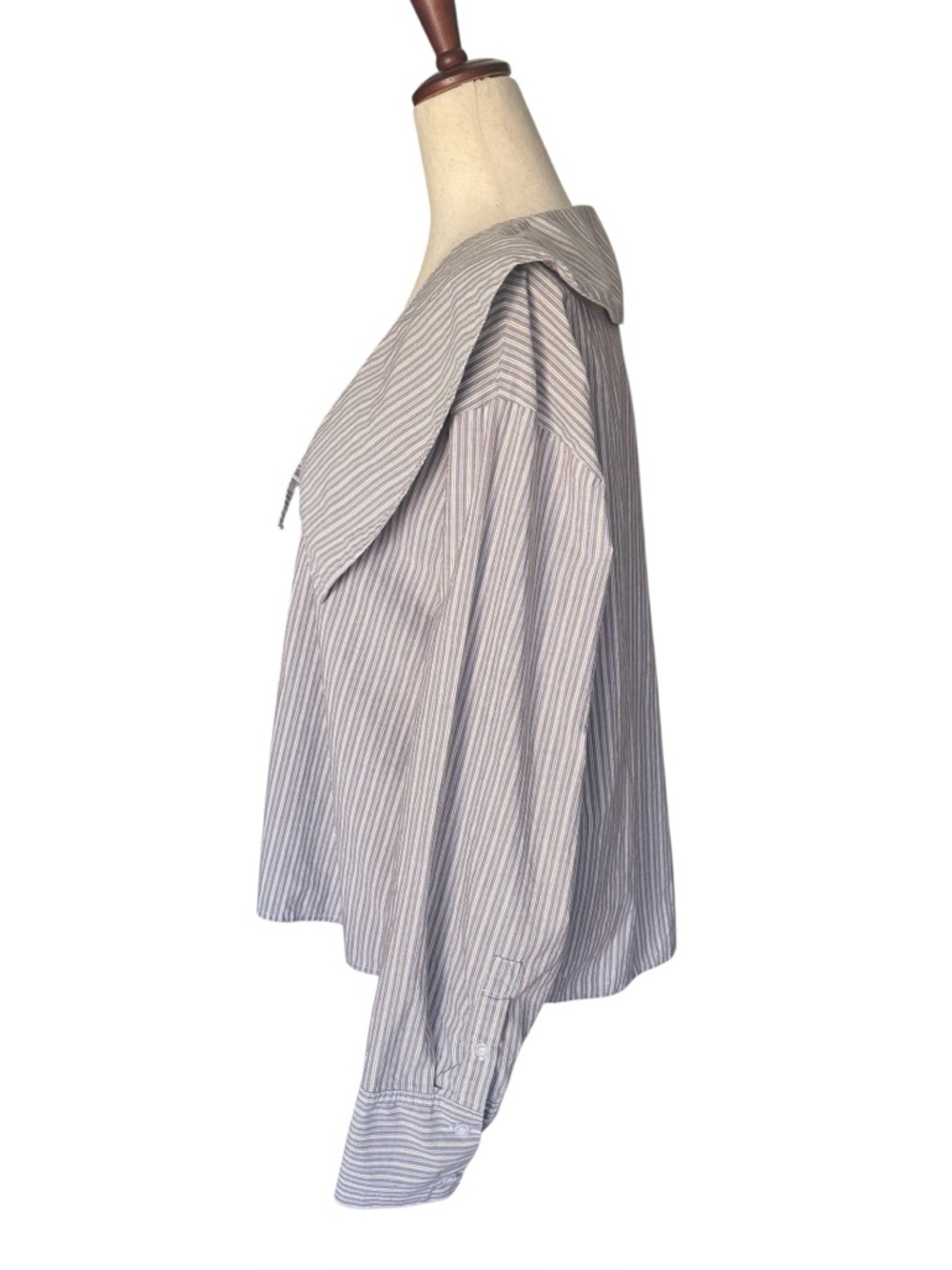 Deiji Studios Collared Tie Shirt in Seas Stripe Size Large - Picture 7 of 14